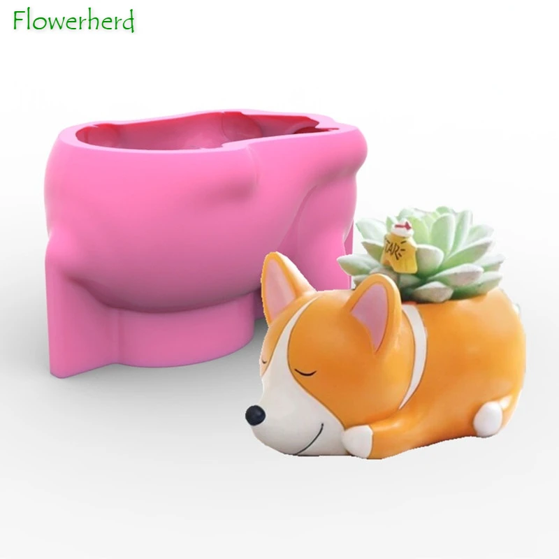

Pug DIY 3D Creative Pen Holder Flower Pot Silicone Mold Scented Candle Mold Epoxy Resin Molds Home Decoration Concrete Molds