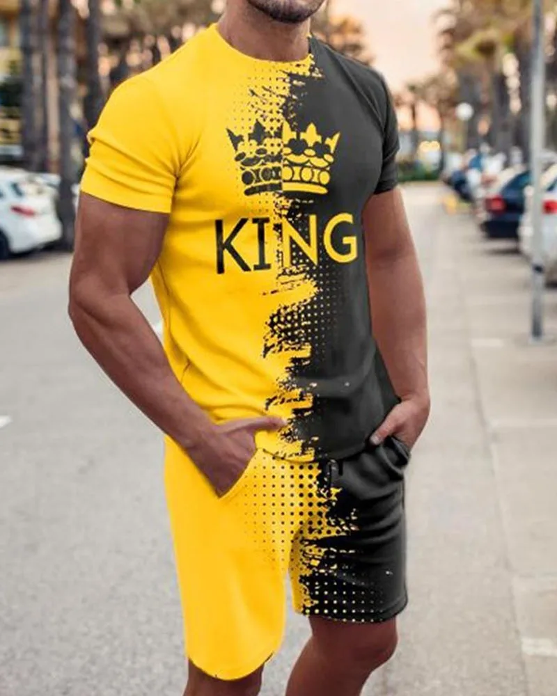 

New Sets Men's Tracksuit Summer 3D T-Shirts Men Casual 2 piece Set Sports Outfits Mens King Sets Vintage Oversize Men's clothing