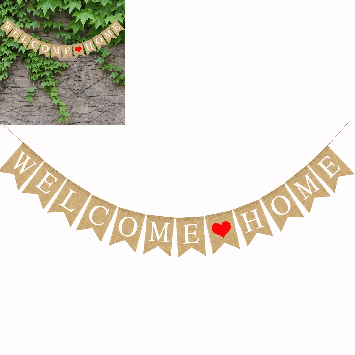 

2.8M WELCOME HOME Banner Swallowtail Flags Burlap Banner for Home Decoration Family Party