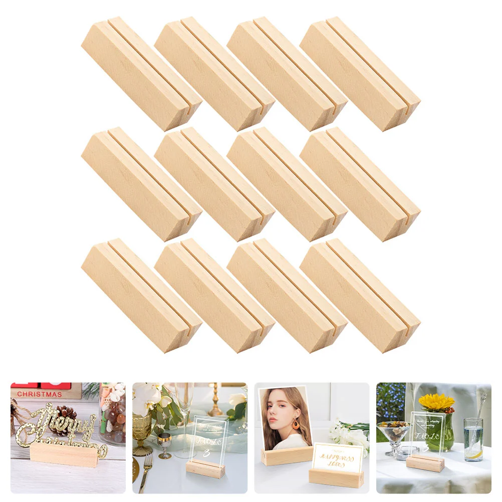 

12 Pcs Represent Country Decor Memo Holder Rectangular Wooden Photo Stand Sign Cards