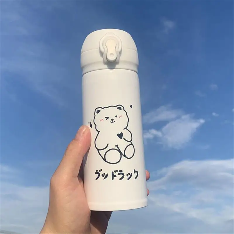 Girls Fresh And Cute Water Bottle Little Bear Children's Cup Water Cup Insulation Cup High-value Simple Thermos Cups