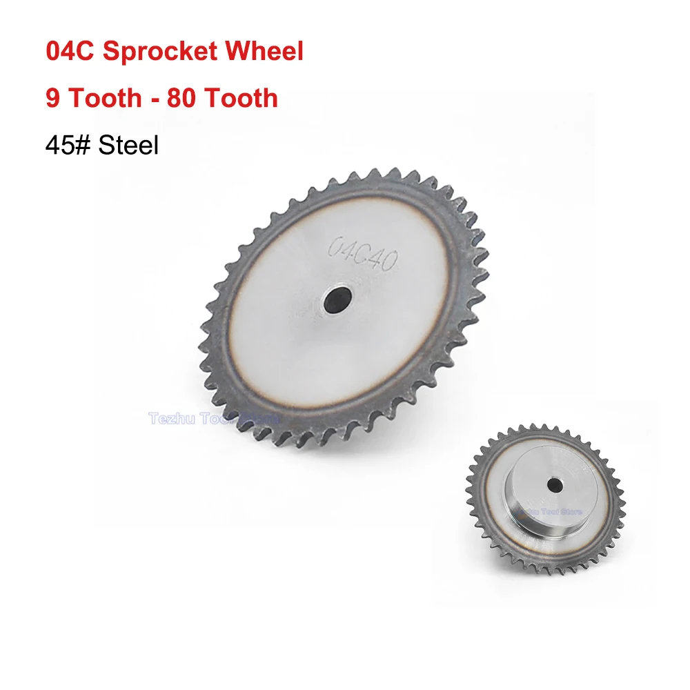 

1Pcs 45# Steel 04C Sprocket Wheel 9 Tooth - 80 Tooth Industrial Motor Chain Gear Drive Process Bore/Hole Transmission Parts