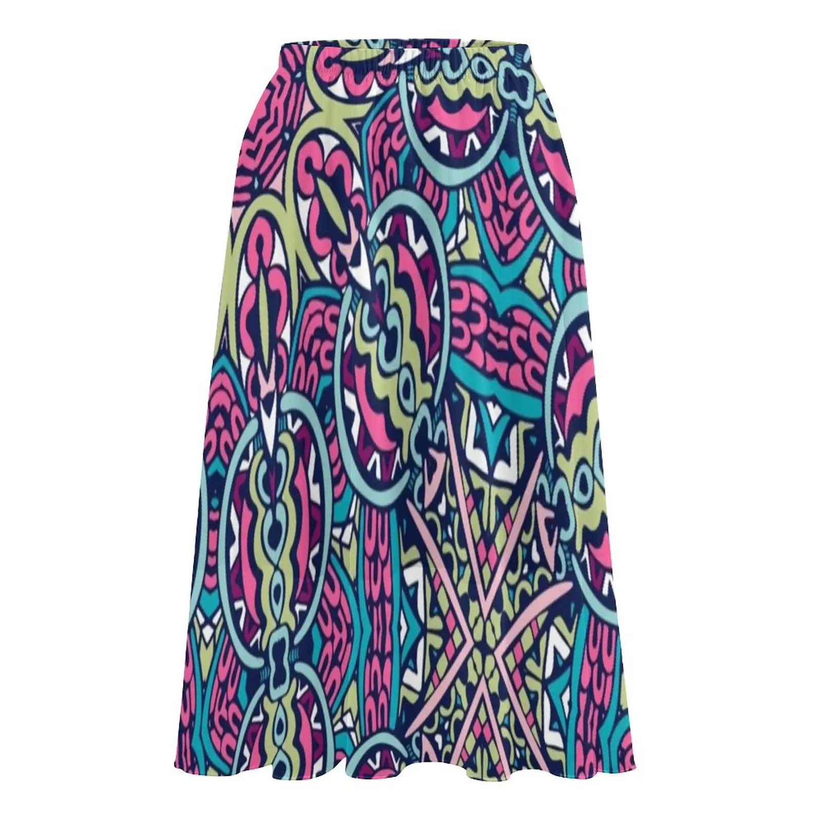 Юбка с принтом в богемном стиле Повседневная Уличная одежда мандалы розовая