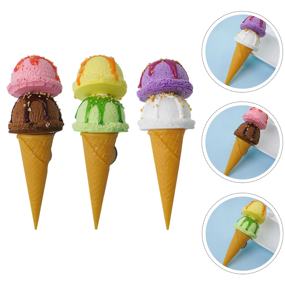 

3pcs Slow Rising Adorable Ice Cream Cone Simulation Ice Cream Cone for Display