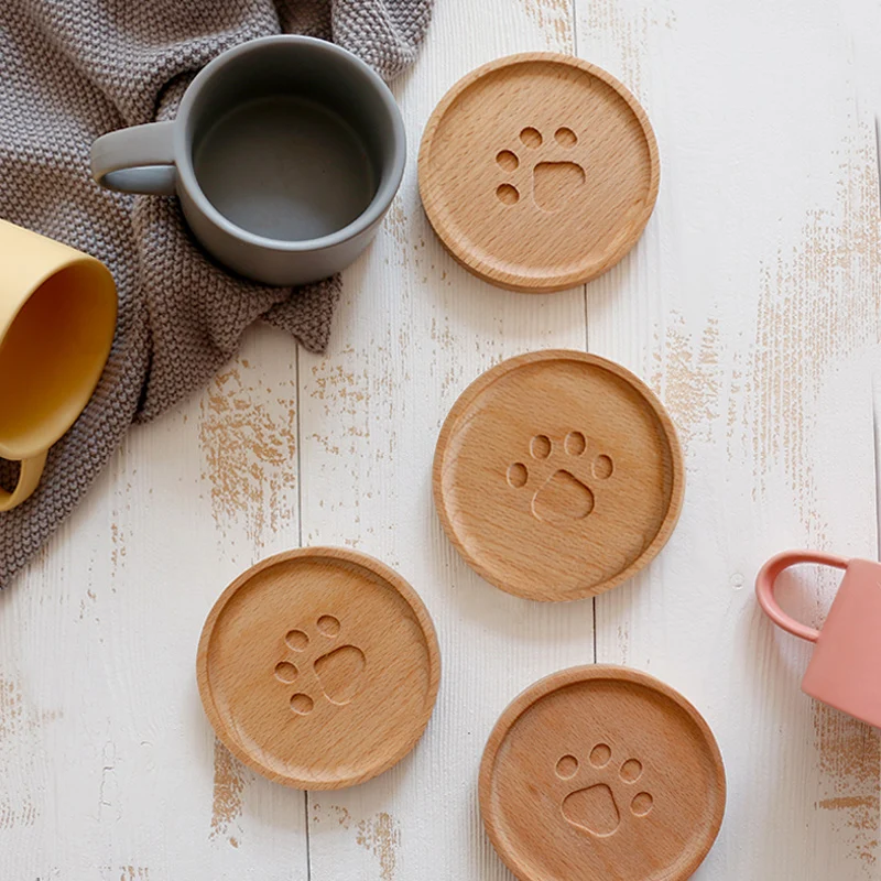 

1Pc Cute Mug Coaster Tea Coffee Cup Coaster Round Table Mat Placemat Bar Beverage Beer Coaster Funny Wooden Coaster For Drinks