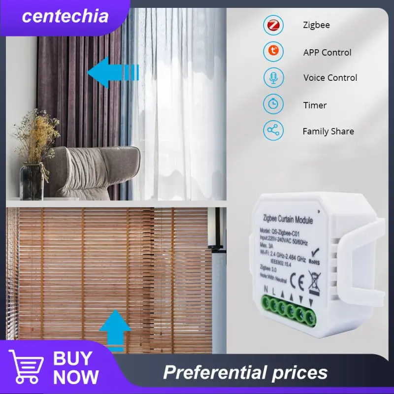 

Voice Control Intelligent Blind Switch Module Portable Tuya Roller Shutter Switch Controller Remote Control Timer Setting