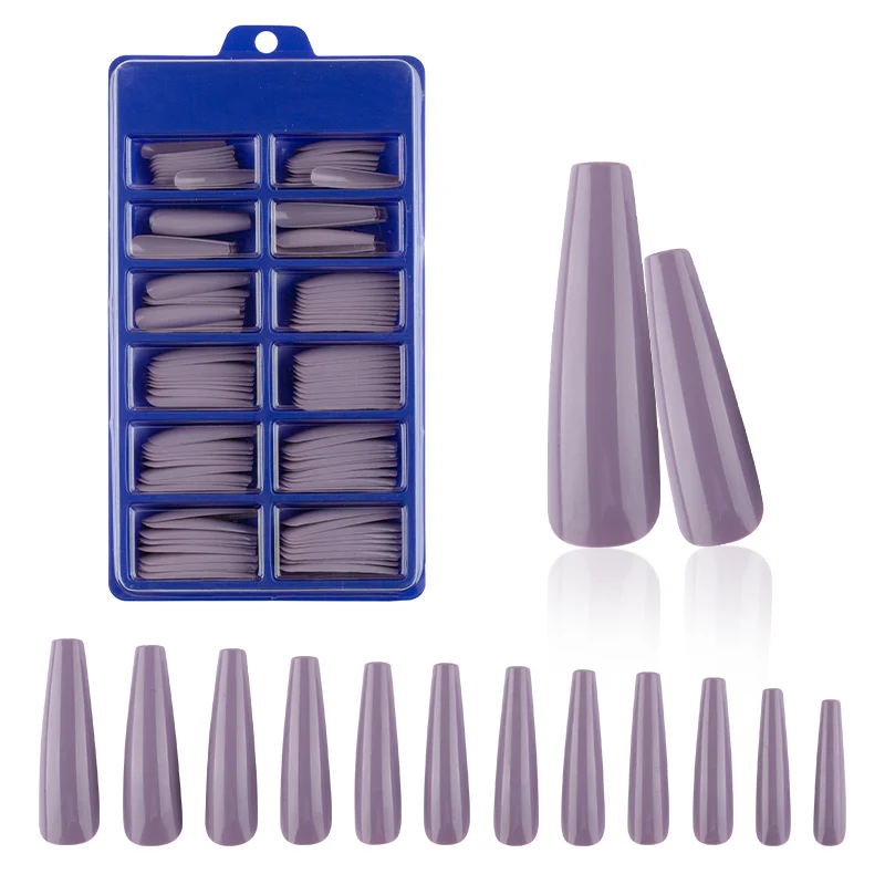 

120PCS/1 Box Long False Nails Press on Nails Top Forms for Nails Coffin Nail Tips Fake Nails Manicure Reusable Not with Glue