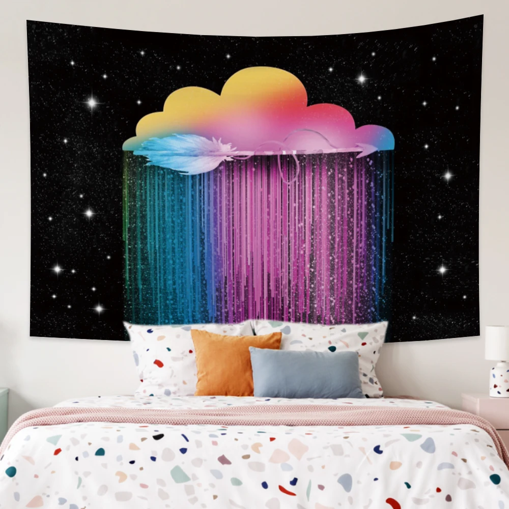 

Clouds Rainbow Tapestry Wall Hanging Boho Decor Galaxy Space Tapestry Kawaii Room Decor Aesthetic Tapestry For Bedroom Dorm