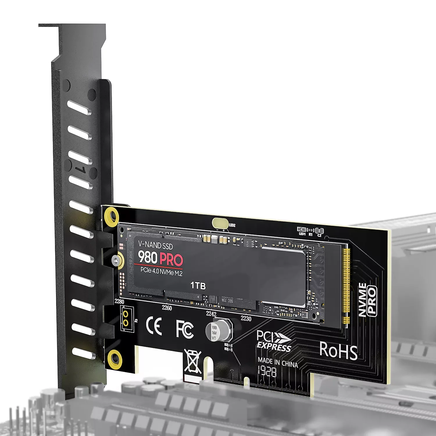 

Адаптер SSD NVME на PCIe, карта 64 Гб SSD M2, адаптер PCIe 4,0 X4 для настольного ПК PCIE GEN4, полная скорость