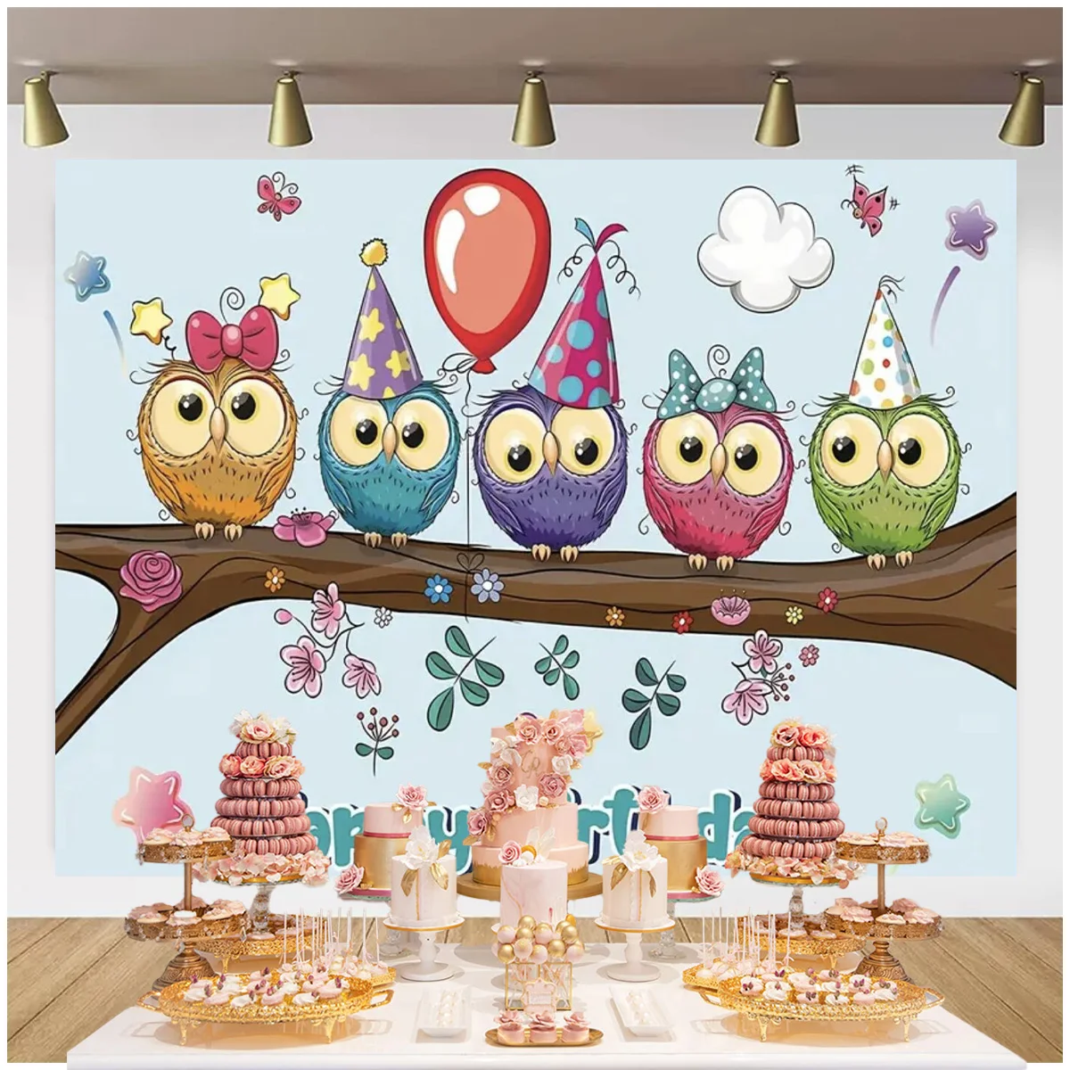 Фон для фотосъемки с изображением рождественской совы