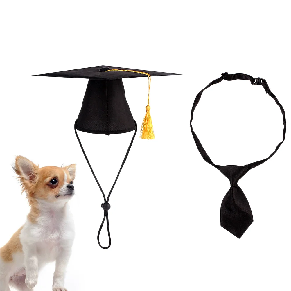 

1 Set Pet Costume Graduation Creative Fashion Funny Beautiful Dog Photo Prop Doctorial Cap Pet Supplies Headdress Party Tie