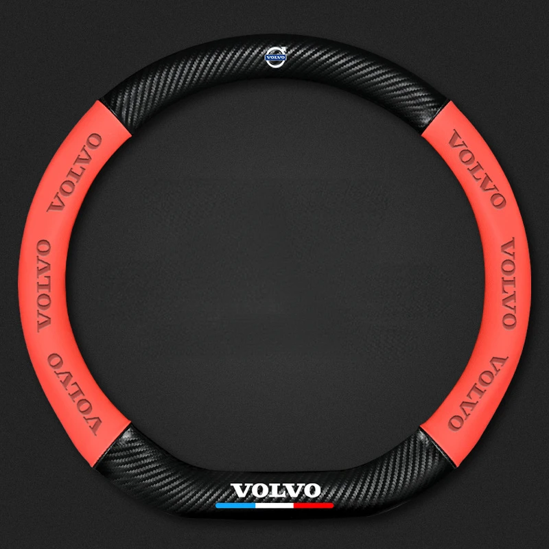

3D Embossing Carbon Fiber Leather Steering Wheel Cover For Volvo S60 S90 XC40 XC60 XC90 V60 V90 Polestar 1 Polestar 2 Auto Parts