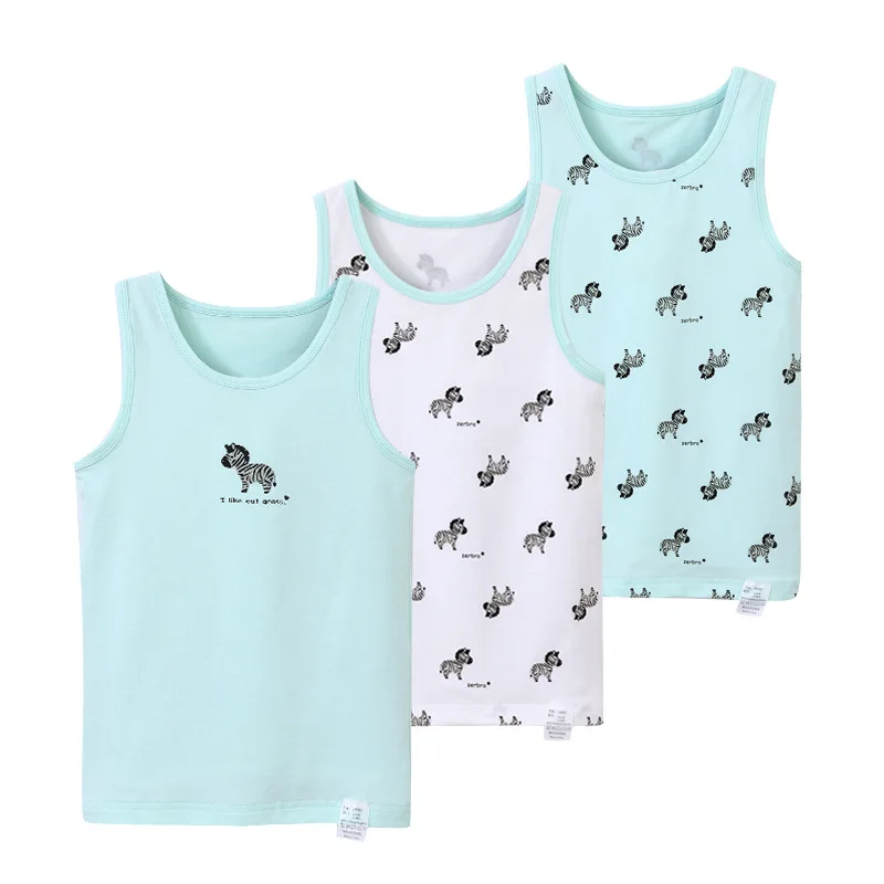 

iairay 3pcs/set boys summer vest cotton tank top cute zebra sleeveless undershirt boy singlet kids underwear children boy vest
