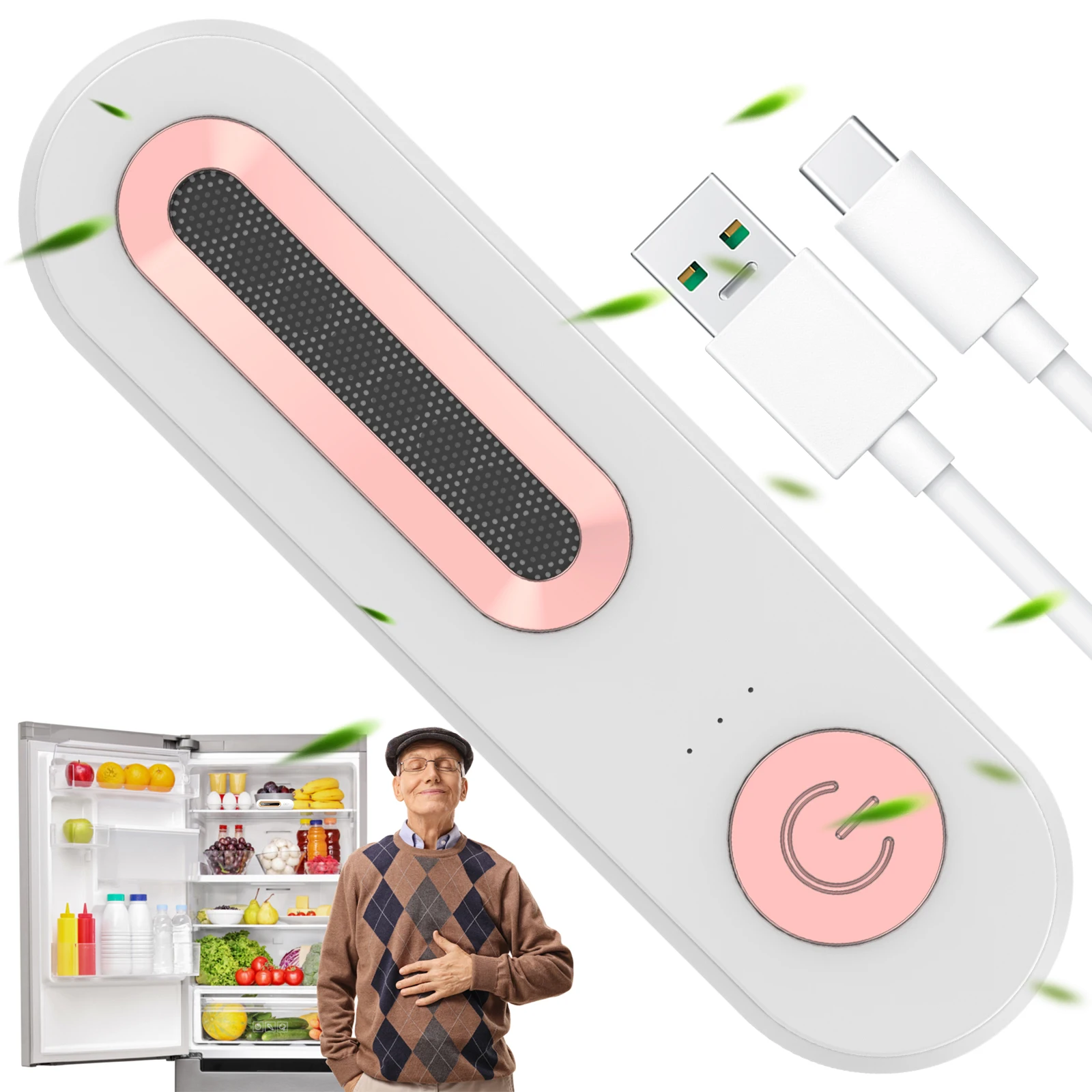 

Mini Refrigerator Deodorizer Rechargeable 1200mAh Fridge Air Purifier 2 Modes Fridge Air Freshener Portable Fridge Odor