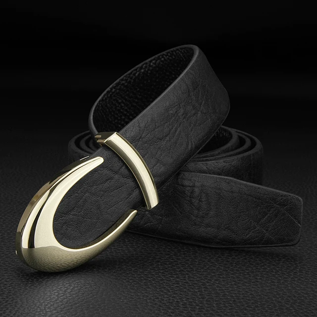 High Quality K Letter Smooth Buckle Men Designer Belts Luxury Famous Brand  Full Grain Leather 3.3cm Casual Ceinture Homme