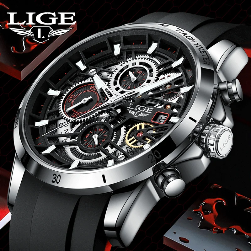 

LIGE Quartz Men Watch Brand Waterproof Luminous Calendar Fashion Stainless Steel Men's Watches Outdoor Sport Relogio Masculino
