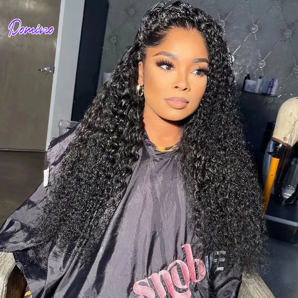 DOMINO Deep Wave 13X4 Lace Front Human Hair Wigs 4X4 Lace Closure Wig Brazilian kinky Curly For Black Woman