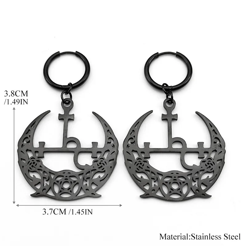 Серьги-гвоздики Золотого Цвета На Тему Викки С Тремя Лунными Половинками И