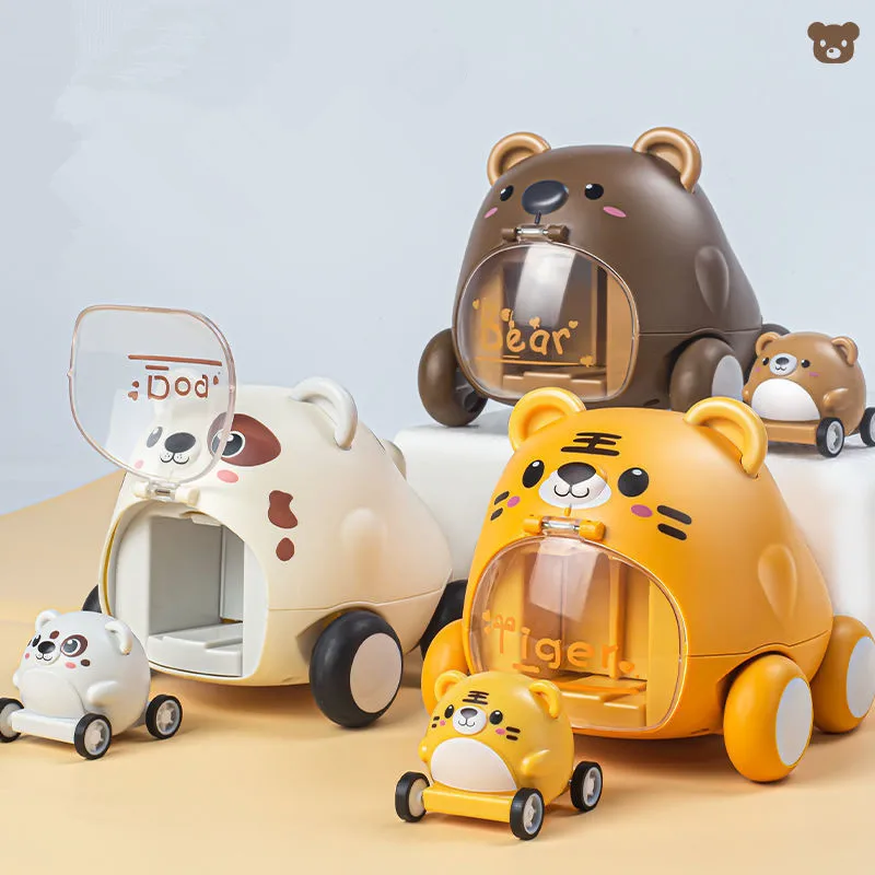 

Baby Cute Animal Catapult Car Toy Montessori Cartoon Tiger Cars Toddler 2 In 1 Combine Interactive