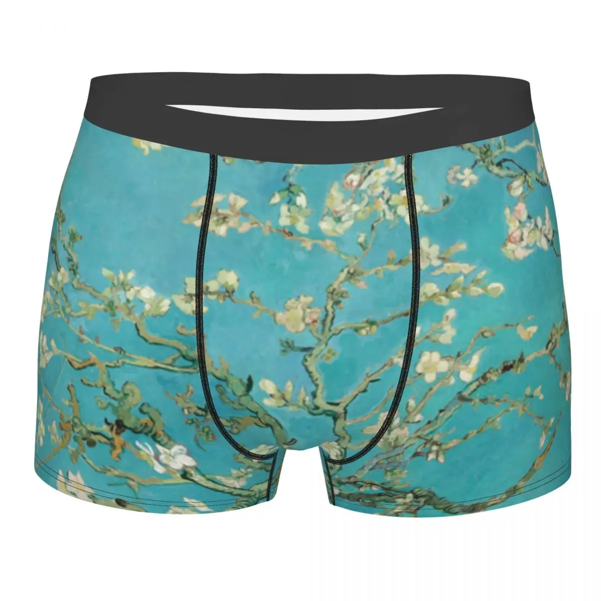 

Men Almond Blossoms Vincent Van Gogh Boxer Shorts Panties Mid Waist Underwear Portrait Pop Male Fashion Plus Size Underpants