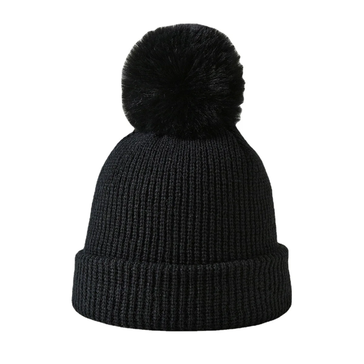 

Ladies Outdoor Knitting Wool Cap Cute Solid Colour with Ball Cap Warm Ear Protection Cotton Cap No Eaves Cap Fashion Hip Hop Hat