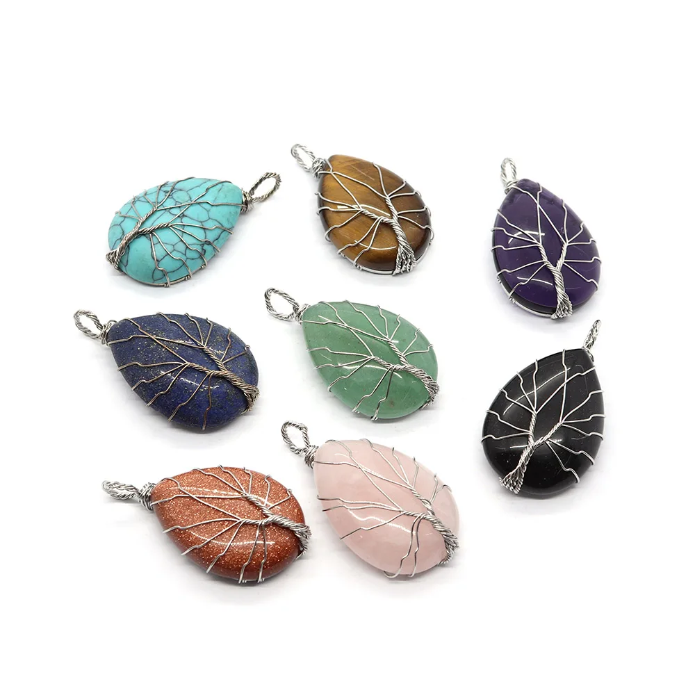 

Natural Stone Amethyst Pendants Drop Shape Jewelry for DIY Making Earrings Necklace Accessories Agate Pink Crystal Quartz Charms