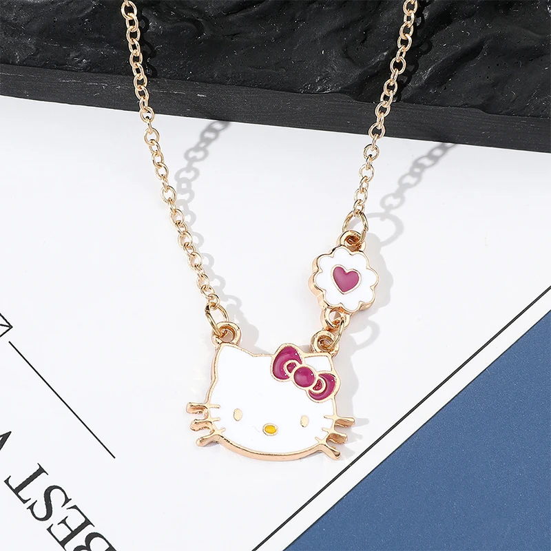 Модное ожерелье Kawaii Hello Kitty Sanrio серьги Изысканные милые Мультяшные серьги-цепочки