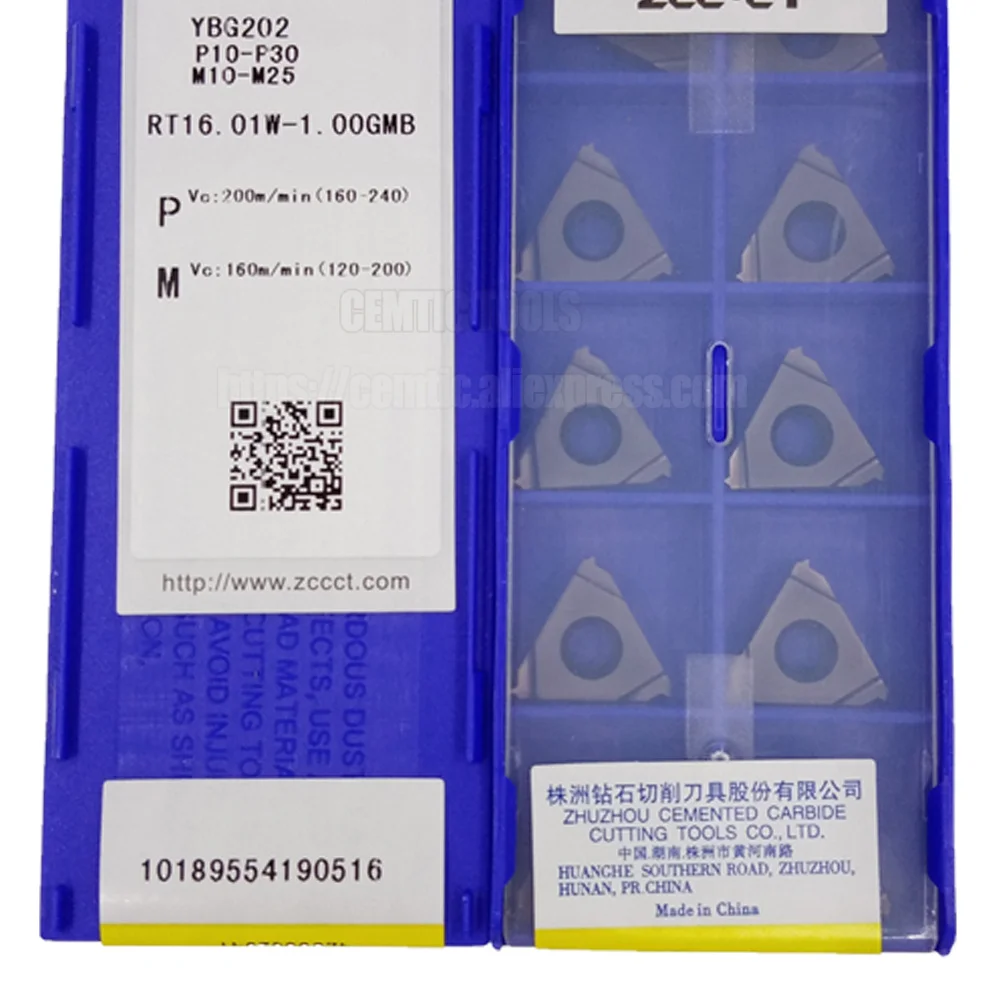 

ZCC RT16.01W 10 шт./лот YBG202 RT16.01W-1.00GMB YBG205 карбидные резьбовые вставки с ЧПУ