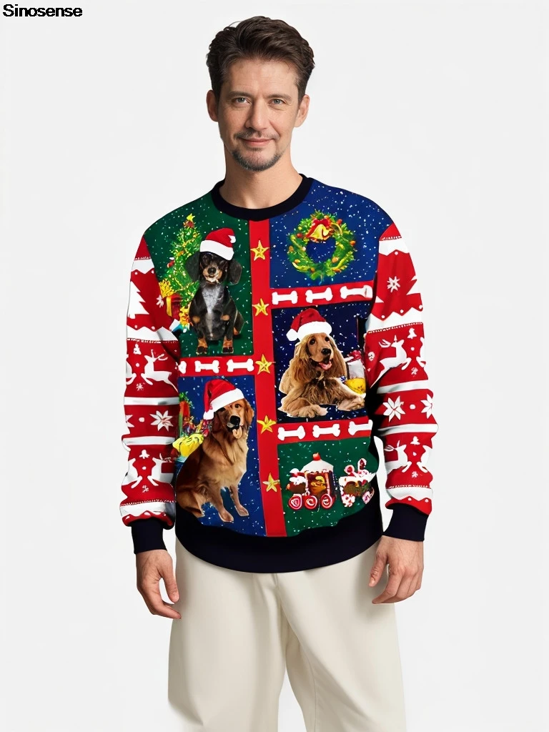 Джемпер для мужчин и женщин Рождественский Свитшот джемпер с 3D рисунком