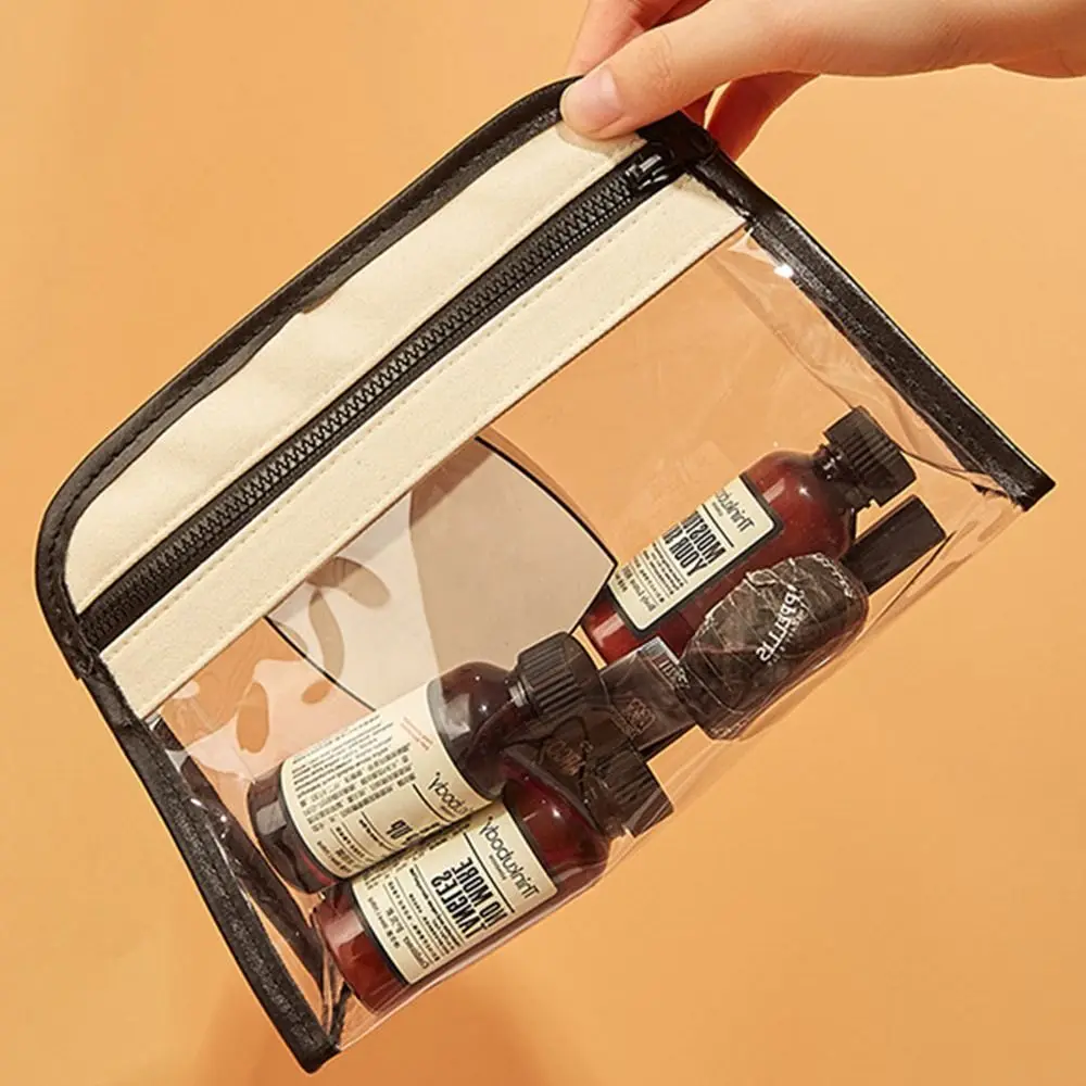 

Zipper Toiletry Bag Cloth Patchwork Makeup Organizer Storage Bag Makeup Case Bath Storage Transparent Cosmetic Bag
