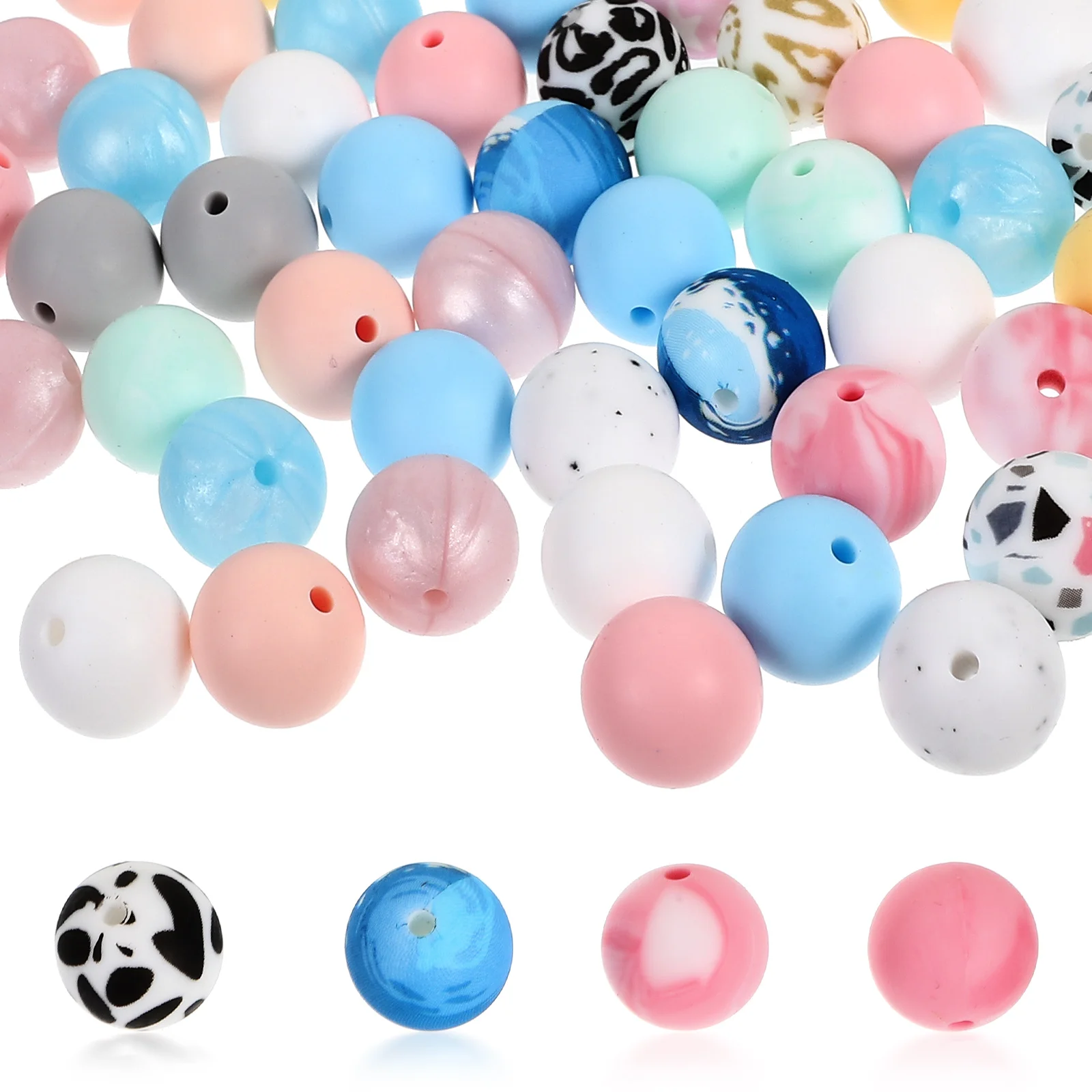 

78Pcs Silicone Loose Beads Jewelry Making Beads Bracelet Crafting DIY Beads Beading Supplies