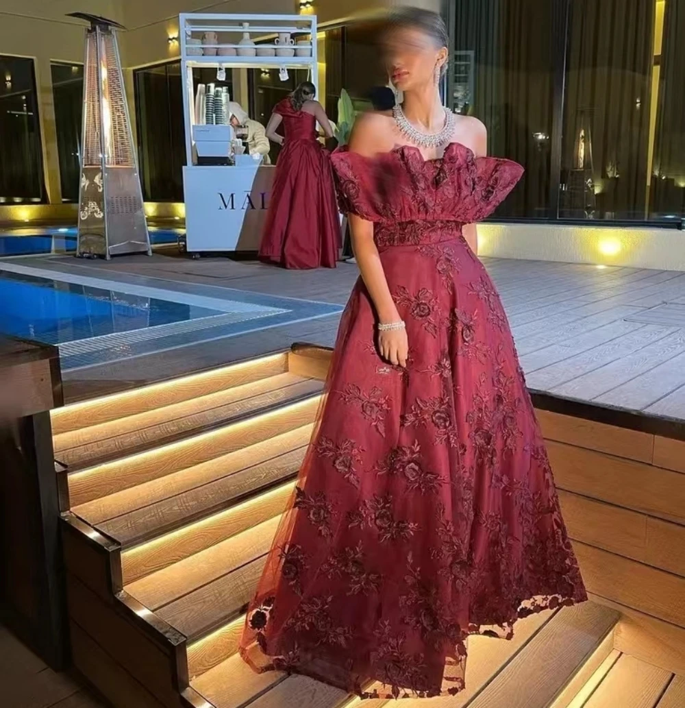 

VD Evening Dresses for Women 2023 Elegant Ruffles Bateau Neck Prom Party A Line Lace Saudi Arabia Ladies Wear Vestidos De Noche