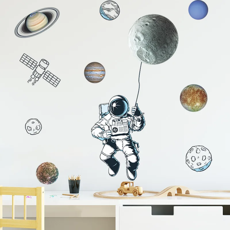 

Fashion exquisite wall stickers cosmic planet astronaut room wall decoration DIY handmade artist home decoration