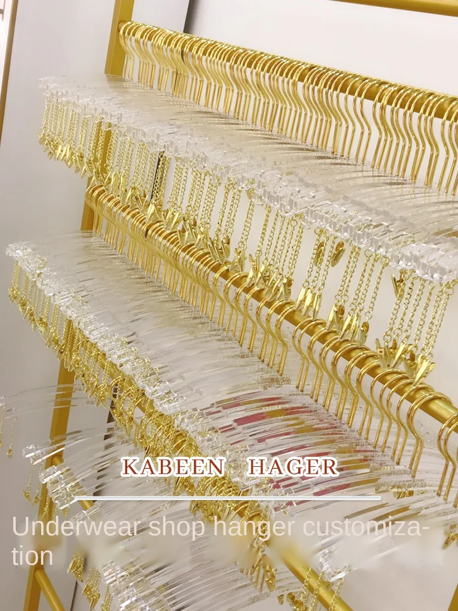 Acrylic Crystal Transparent Hanger Customized Women's Underwear Shop Special Plastic Large Size Pants Sports Vest Bra Hanger