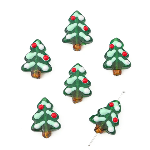 Рождественские стеклянные бусины в форме лампворк, Рождественская елка Санта-Клауса, свободные бусины-разделители для изготовления ювелирных изделий, браслетов «сделай сам», Аксессуары для ожерелья