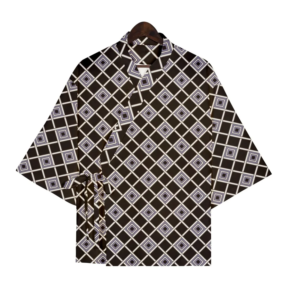 

Japanese style Kimono men's Loose Short sleeve Beach top kimono men's fashion Japanese Clothes
