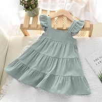 2022 summer dress escape princess suspender dress new solid color cake dress baby girl dress ruffled baby girl outfit