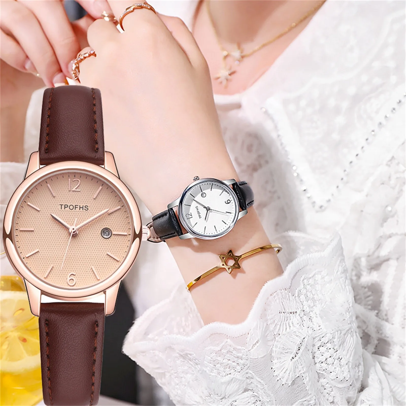 

New Women Luxury Quartz Alloy Watch Ladies Fashion Stainless Steel Dial Casual Bracele Watch Leather Wristwatch Zegarek Damski