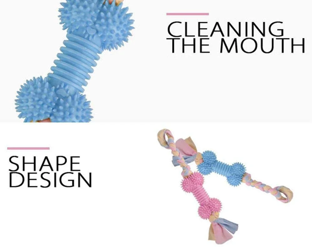 

JMT Dog Chews Toy with Cotton Rope Natural Rubber Toys Cleans Molars