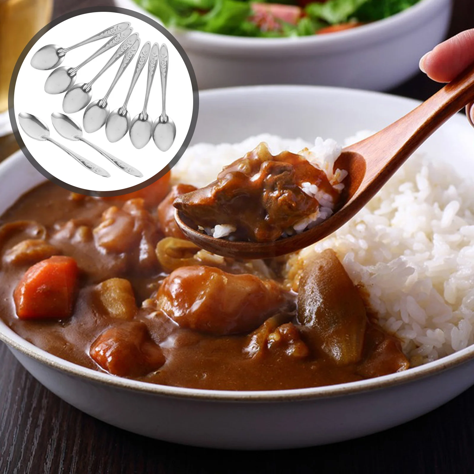 

50pcs Metal Spoon Food Serving Spoon Coffee Spoon Stainless Steel Soup Stirring Spoon