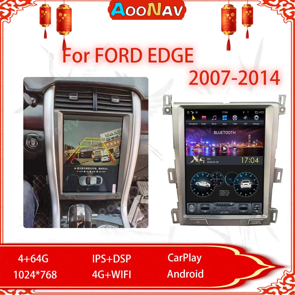 Автомобильный радиоприемник 2 Din Android для FORD EDGE 2007-2014 Tesla автомобильный магнитофон