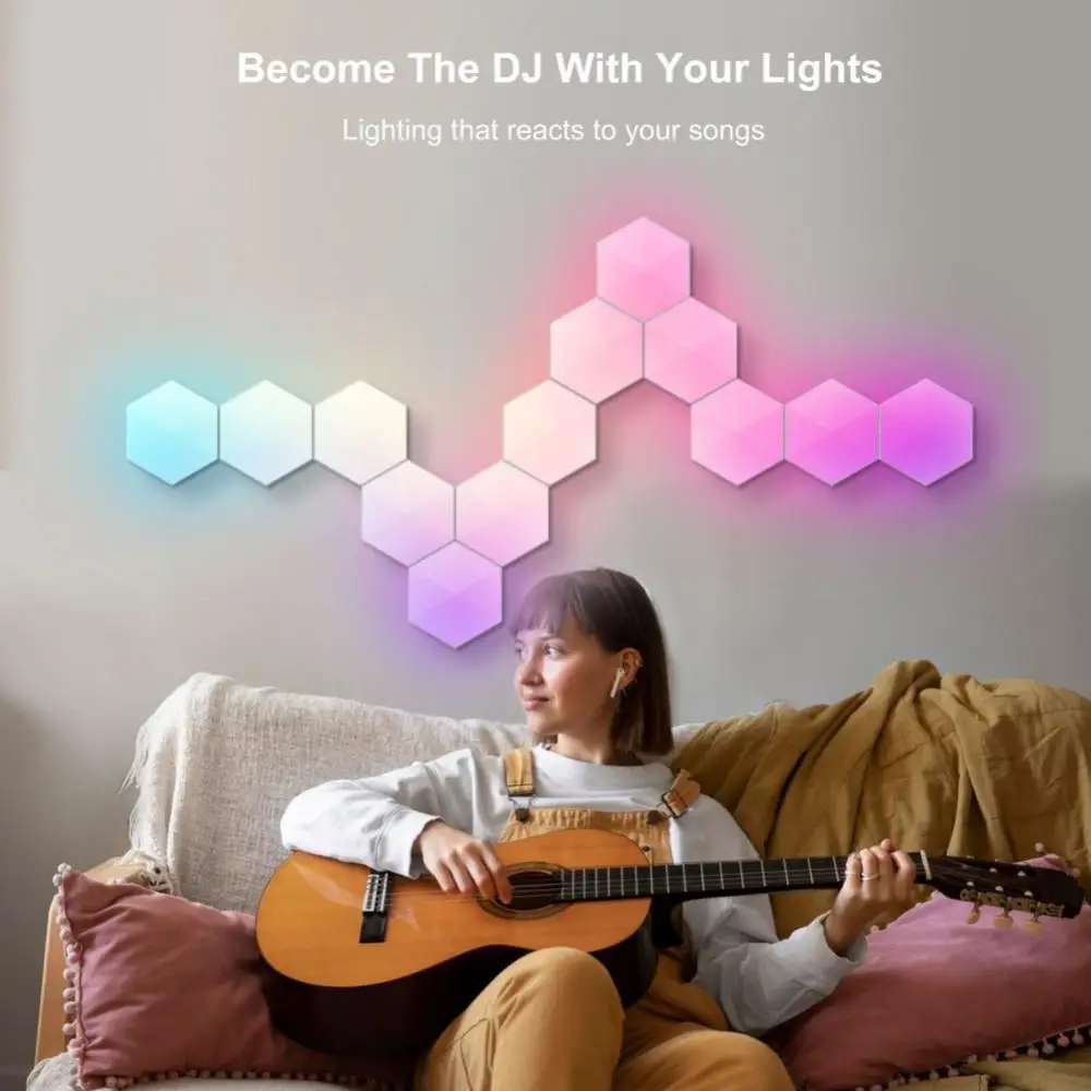 

60 Preset Scenes Led Hexagon Light Rgb Room Bedroom Bedside Decoration Colorful Lamp Indoor Wall Light Night Light
