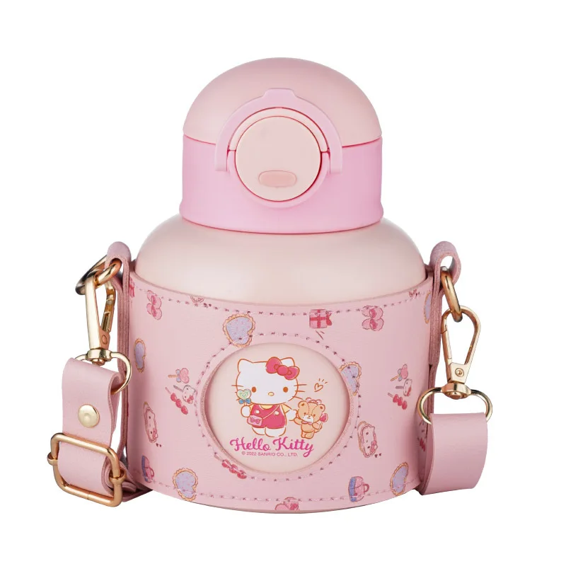 

Sanrios термос чашка Hello Kitty Kawaii Cinnamoroll Kuromi аниме девушка милая чашка для воды сетчатый красный соломенный горшок чашка для живота подарок на день рождения