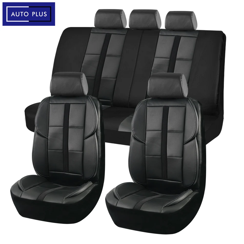 AUTO PLUS Универсальные кожаные чехлы на автомобильные сиденья 3D-дизайн с 3-мя