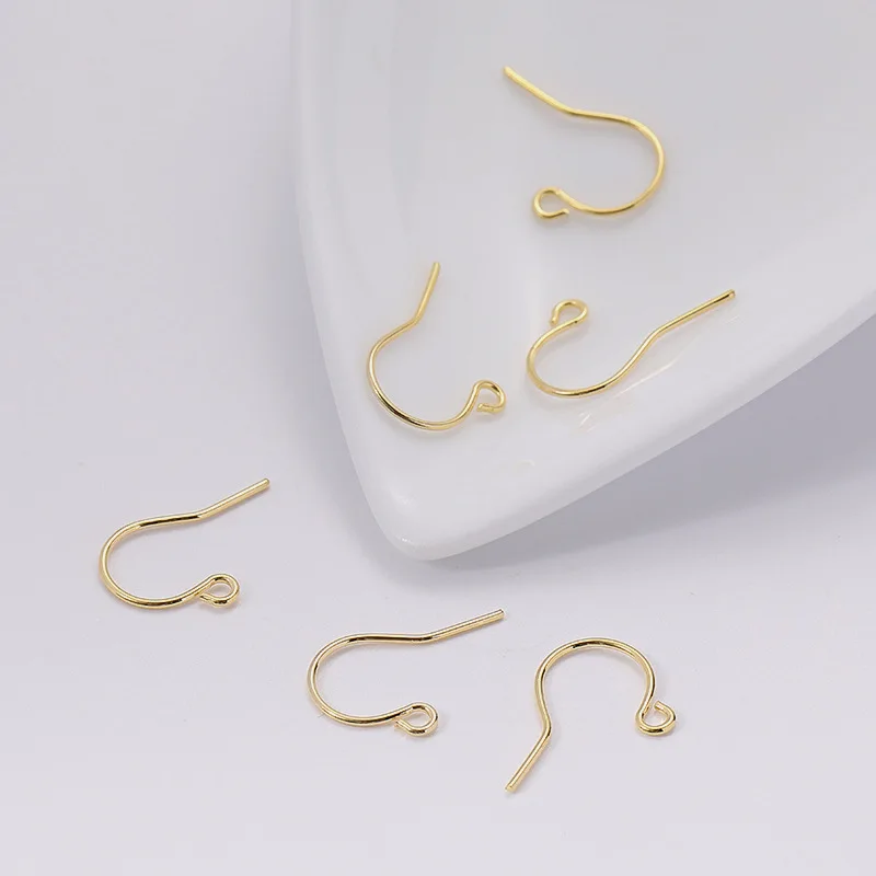 

50Pcs Brass 18K Gold Plated French Fish Hook Clasp Ear Wires Connector For DIY Dangle Earrings Jewelry Making Accessories