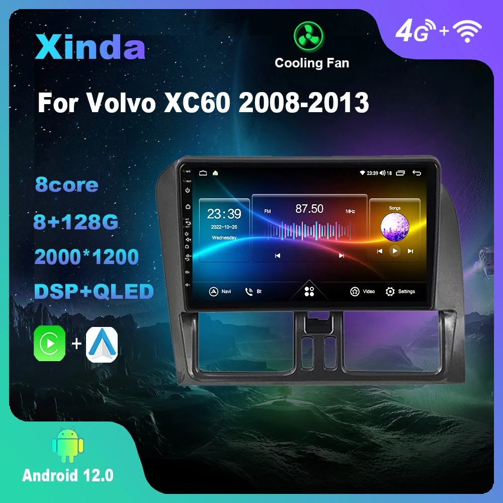 

Android 12,0 для Volvo XC60 2008-2013 мультимедийный плеер Авто радио GPS Carplay 4G WiFi DSP Bluetooth