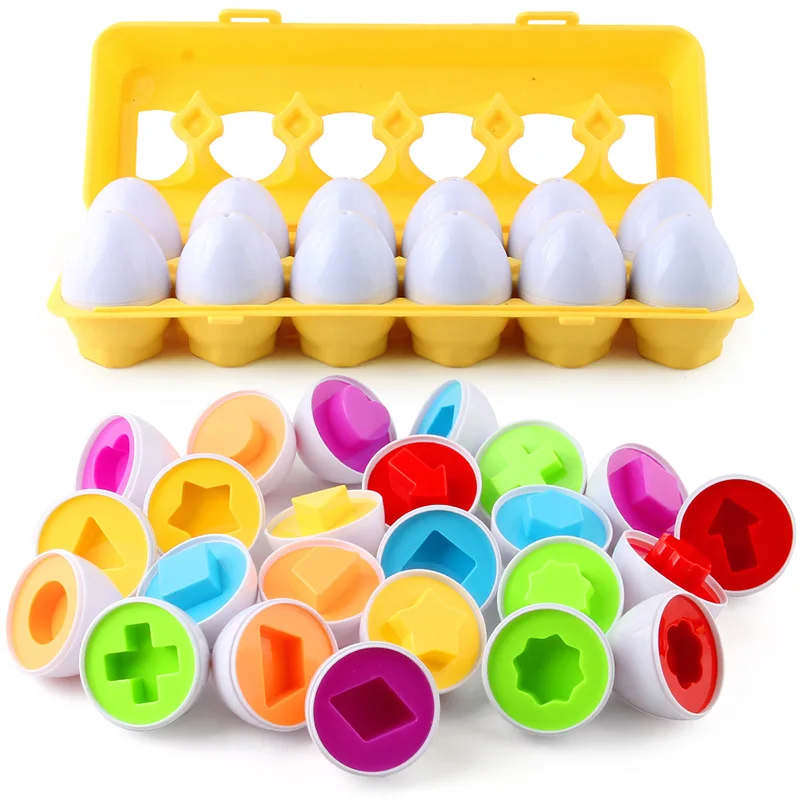 

Baby Montessori Eggs Toddler Sensory Toys Educational Smart Easter Egg Games Shape Matching Sorters Chicken Toys for Children