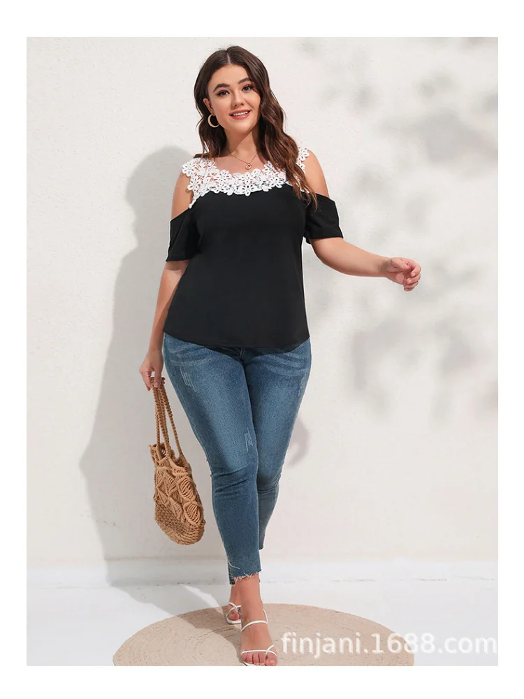 Women's T-shirt Summer Off Shoulder Short Sleeve Top plus size women clothing  ladies tops