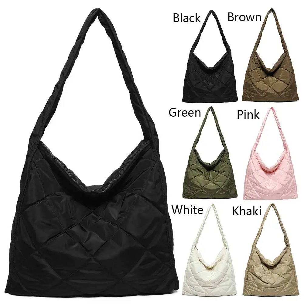 Женская Хлопковая Повседневная Большая Сумка С Ромбовидным Решетчатым Узором.