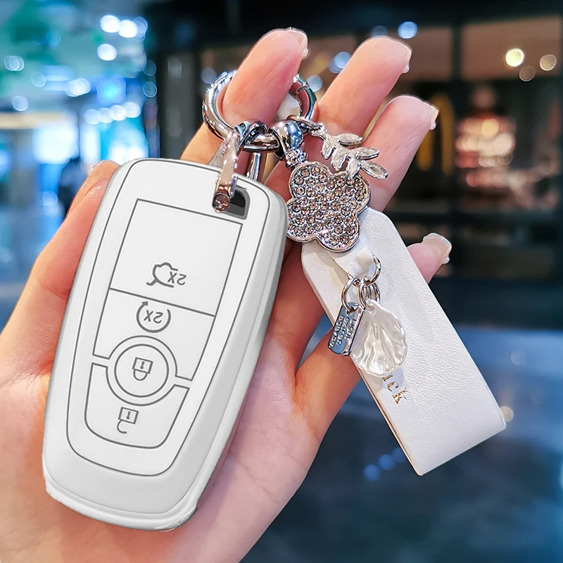 

TPU Car Remote Key Case Cover Shell Fob For Ford Edge Fusion Mustang Explorer F150 Protector Holder Keyless Interior Accessories